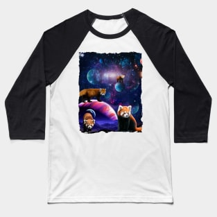 Red Pandas Wild Animal Universe Galaxy Stars lesser panda Baseball T-Shirt